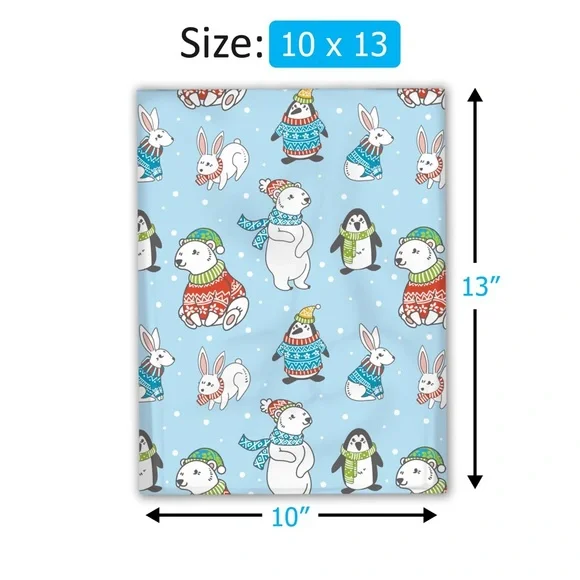 Christmas Winter Animals Poly Mailers 10x13 Pack of 25 - Picture 5 of 10